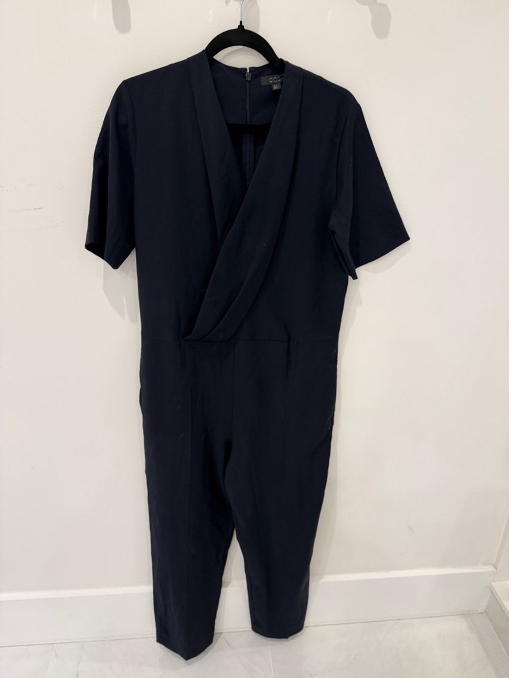 COS Navy Draped V-Neck Jumpsuit